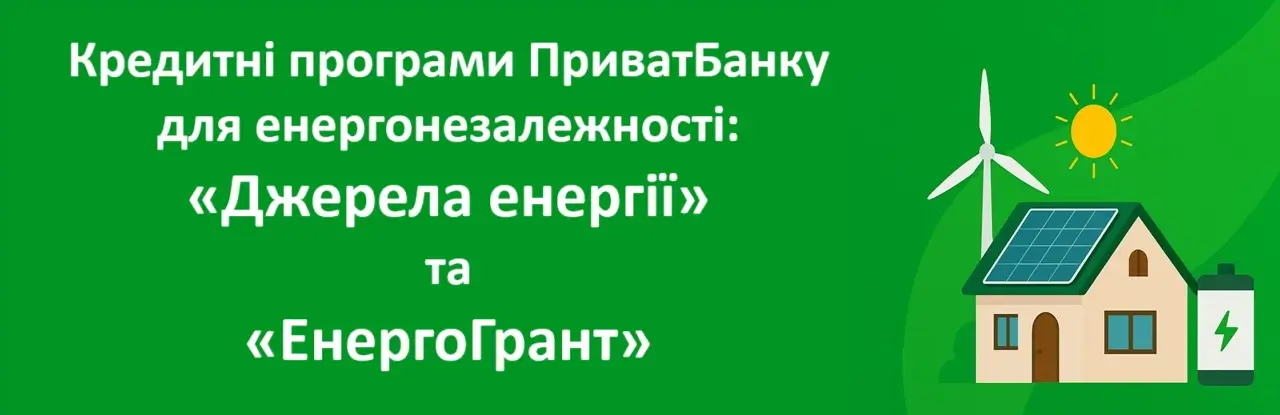 Кредитні програми ПриватБанку для енергонезалежності Джерела енергії та ЕнергоГрант